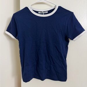 Pull&Bear Dark Blue Tee with White Accents